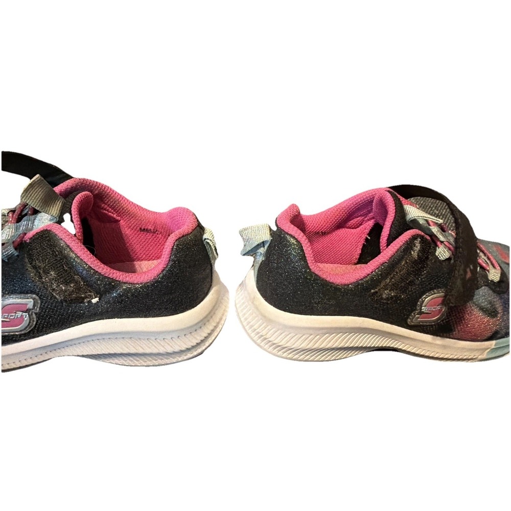 Slip On Bungee Laces hook & Loop Memory Foam Girls Sketchers S Sport CORA Size 1 - Picture 9 of 11